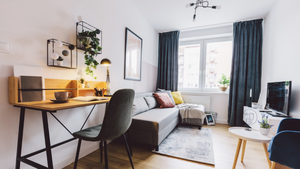 A small room decorated
